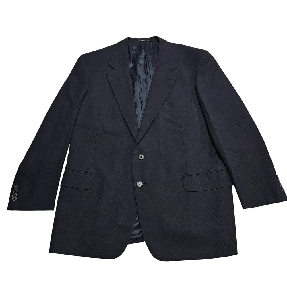 VTG Joseph Abboud Mens 44R Black 100% Wool Blazer Sport Coat Made in USA NWOT
